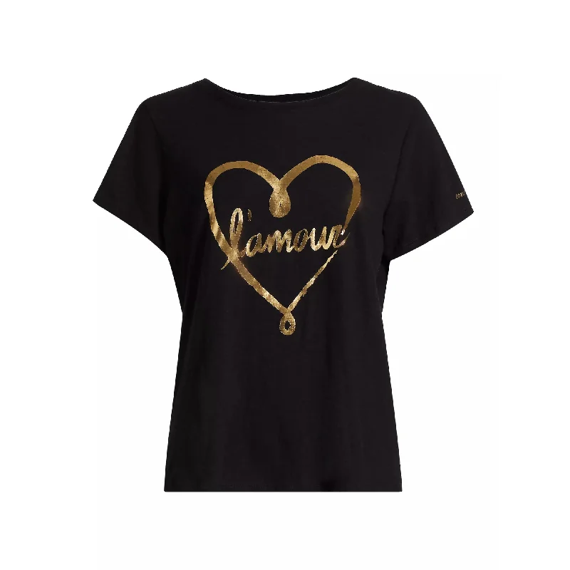 Cinq a Sept Women's Doodled L'Amour Tee, Black/GoldYoga T-Shirts