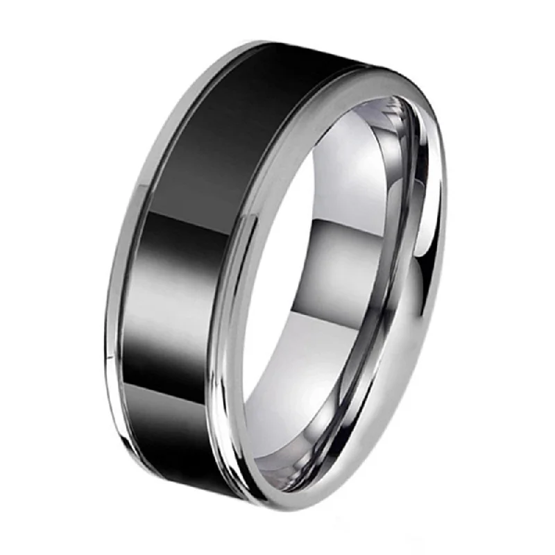 Tungsten Steel Ring Black Business FashionCycling T-Shirts