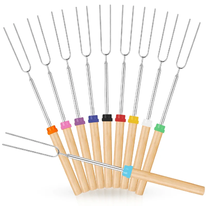 10 Pcs BBQ Fork Stainless Steel BBQ Skewer Wooden Handle BBQ Needle Reusable Barbecue Meat String Grill Fork BBQ AccessoriesGraphic T-Shirts