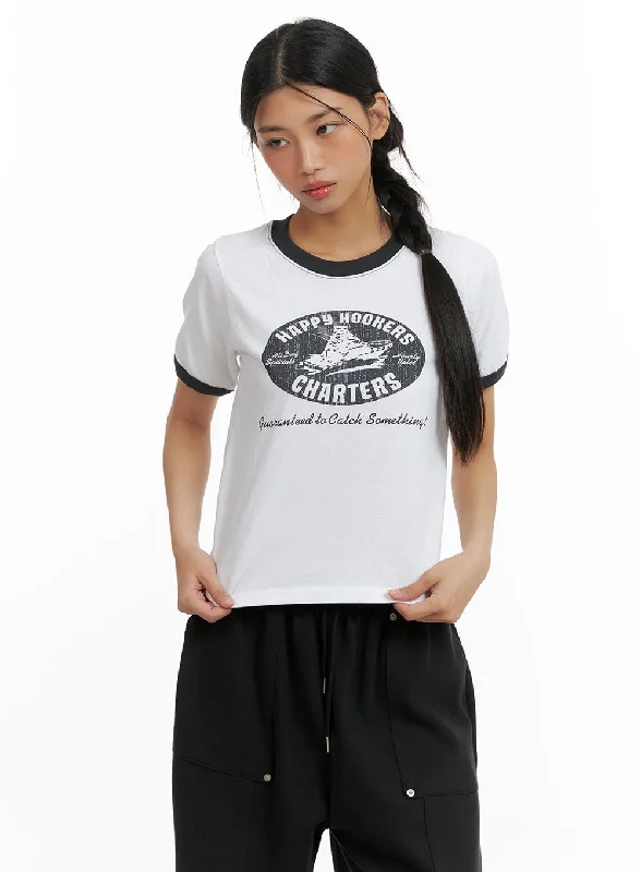 Cotton Graphic Tee CA424Statement T-Shirts