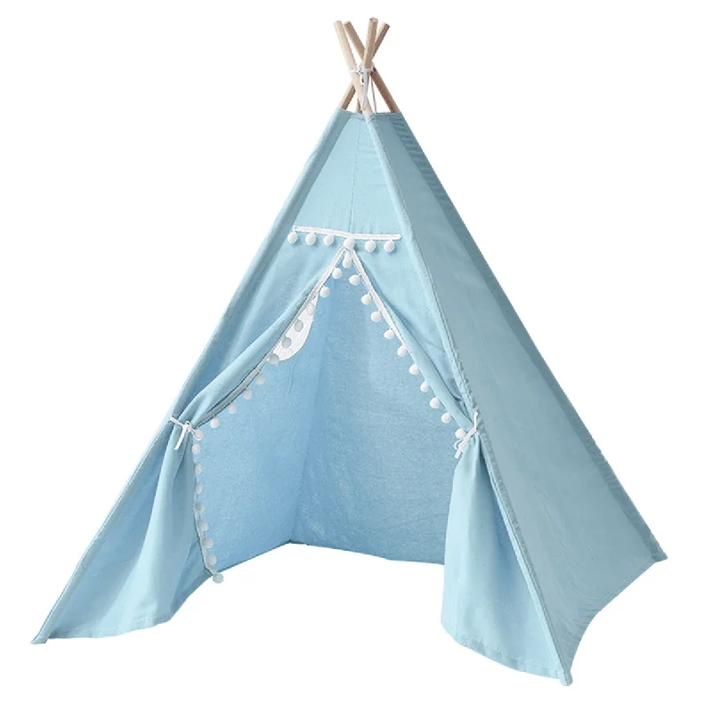 1.35M/1.6M /1.8M Large Cotton Canvas Kids Teepee Triangle Tent Children Indian Playhouse Pretend Play Tent Decoration Game House Boy Girls GiftsSheer T-Shirts