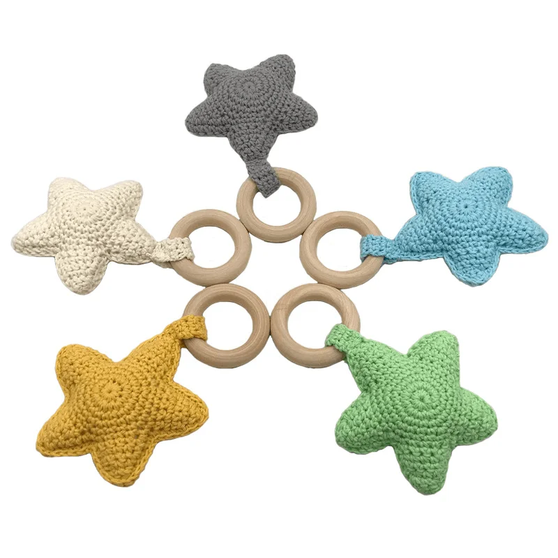 DIY Jewelry Baby Molar Teether Accessories Color Crochet Five Pointed Star ToyBlended Fabric T-Shirts