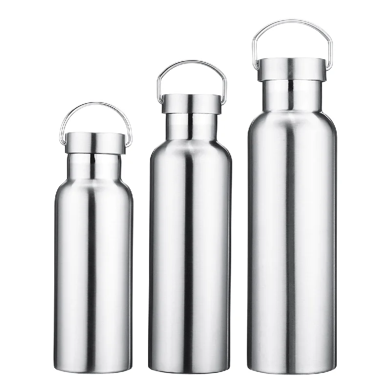 500Ml 600Ml 800Ml Water Bottle 304 Stainless Steel Wide Mouth Vacuum Cup with Outdoor CarabinerUV-Protection T-Shirts