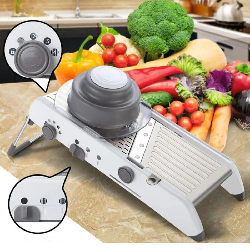 Slicer Manual Vegetable Cutter for Kitchen Terka Adjustable Stainless Steel Knife (Grey)Logo T-Shirts