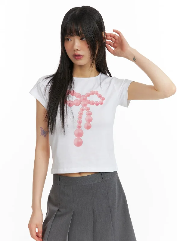 Graphic Ribbon Tee CM413Colorblock T-Shirts