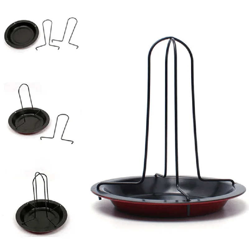 Carbon Steel Chicken Roaster Rack with Tray Non-Stick BBQ Tong Grilling Cooking Pans Barbecue ToolsBoat Neck T-Shirts