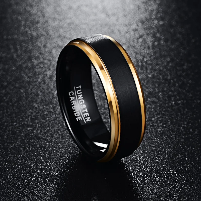 Fashion Personality Side Tungsten Steel Ring For MenOutdoor T-Shirts