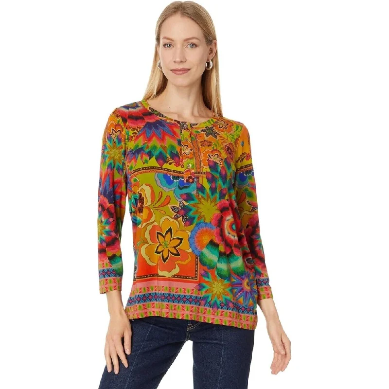 Johnny Was Women's The Janie Favorite Henley Tee, Tie DyeOutdoor T-Shirts