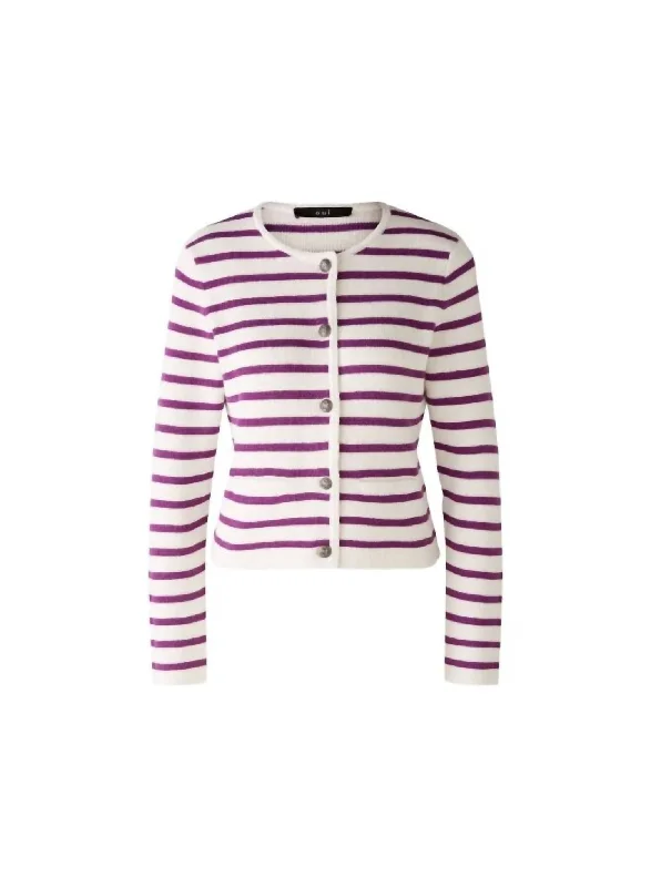 Women's Knit Jacket In White VioletThermal Jackets