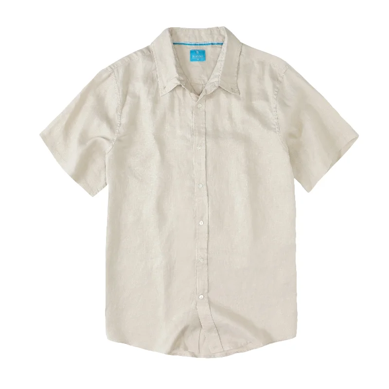 Urban Short Sleeve TopsMen's Regular Fit Short Sleeve 100% Linen Shirt