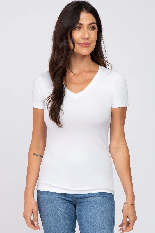 White V-Neck Short Sleeve TopVNeckTopValkyrie