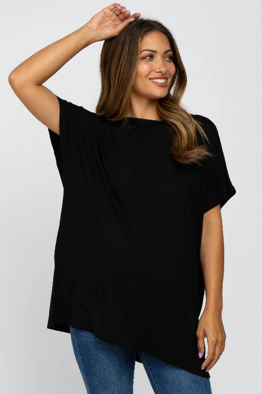 Hunting Short Sleeve TopsBlack Short Sleeve Boatneck Maternity Top