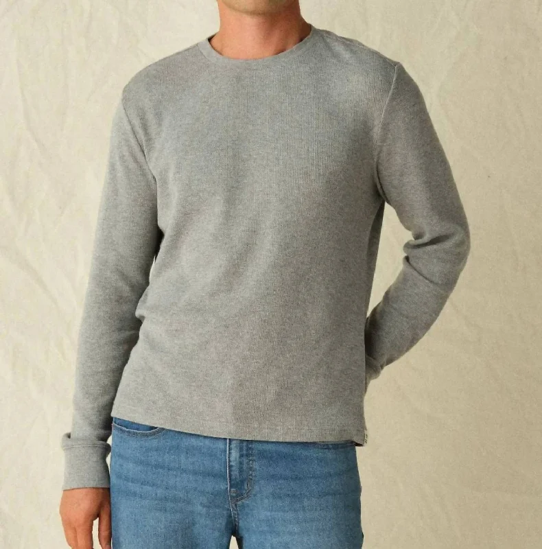 Hudson Waffle Crew In Heather GreyCrewneckinnovation