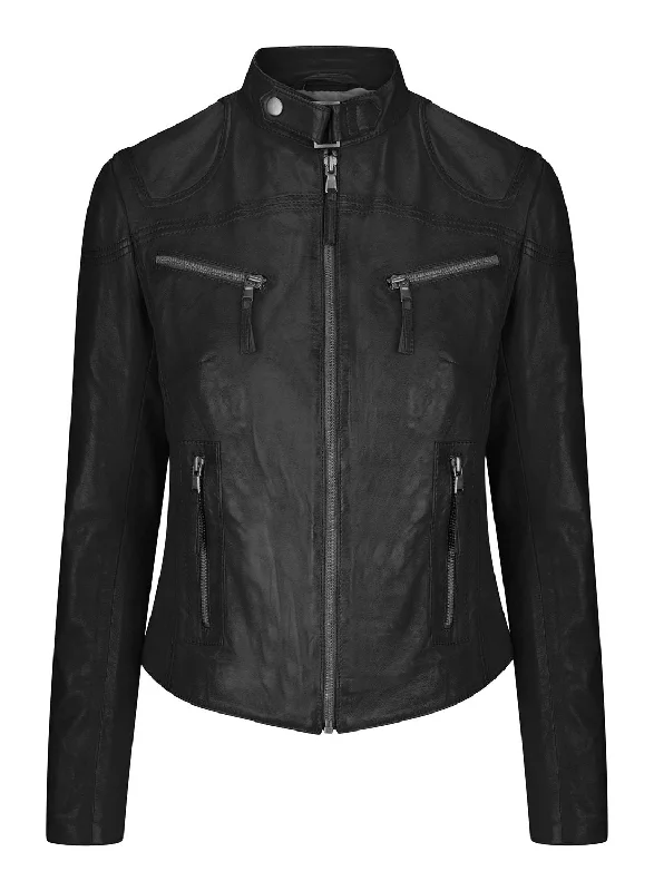 Real Leather Vintage Slim Fit Biker JacketFleece Jackets