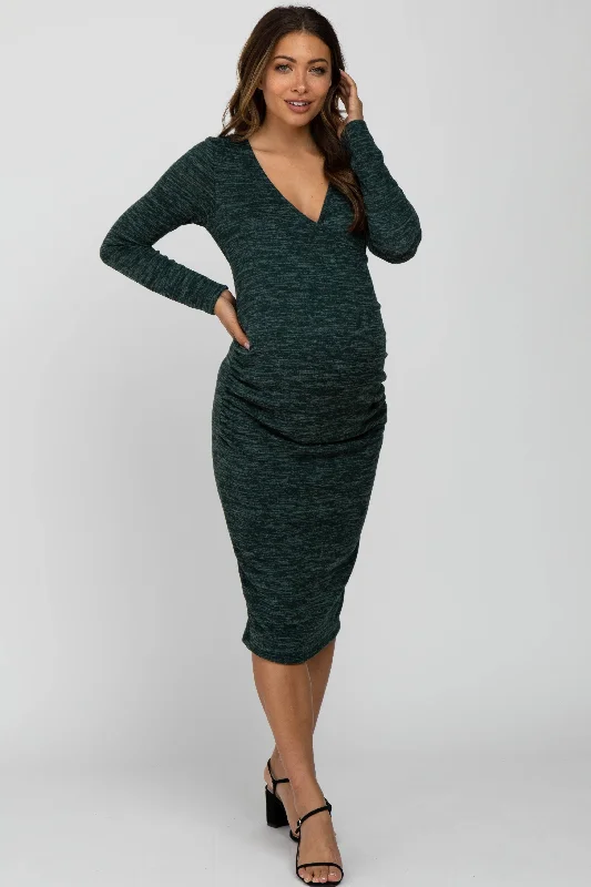 Forest Green Heather Wrap Fitted Maternity DressTutu Dress