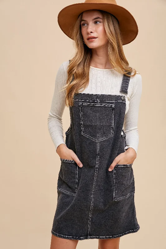 Black Denim Overall DressPolka-dot Dress