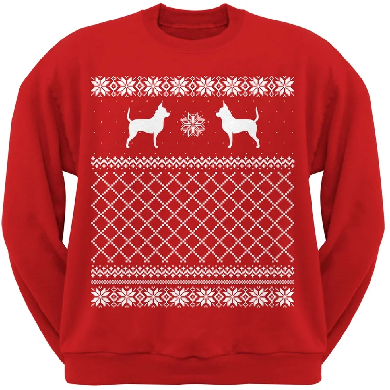 Chihuahua Red Adult Ugly Christmas Sweater Crew Neck SweatshirtCrewnecknostalgia