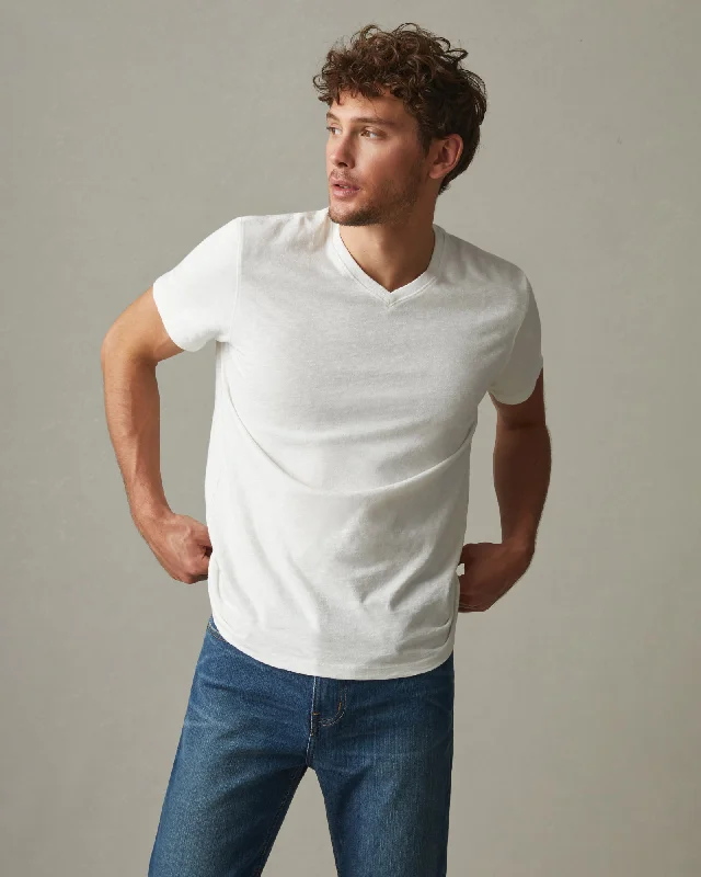 Premium Slub V-Neck Tee - BoneVNeckTopEdge