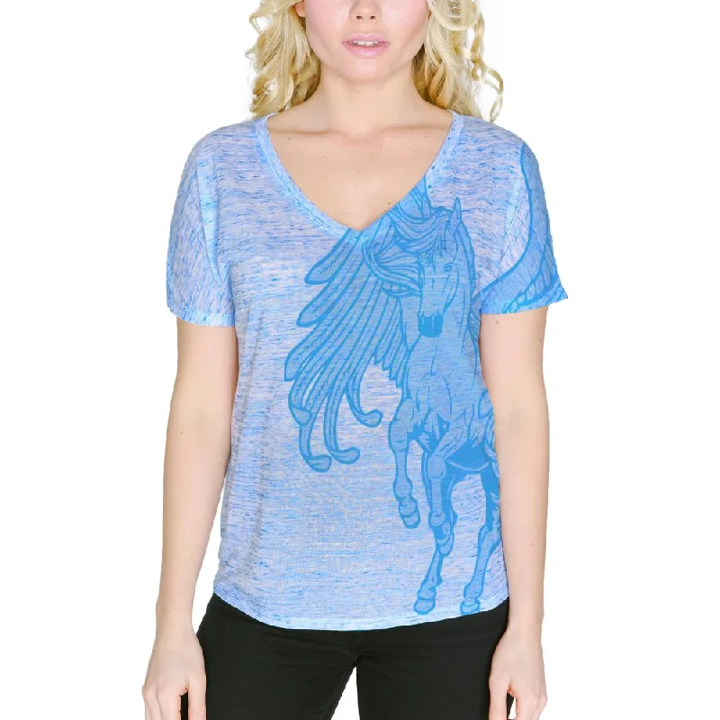 Pegasus Mythical Winged Horse Women's Slouchy V-Neck T ShirtVNeckTopRise