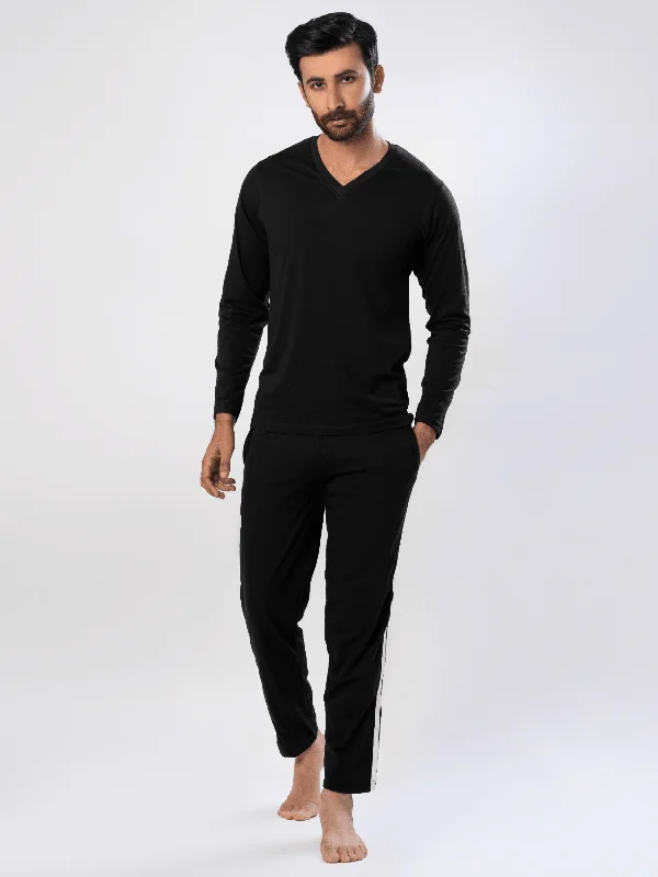 Men's Essential Night Suit (Full Sleeves) V-NeckVNeckTopSamurai