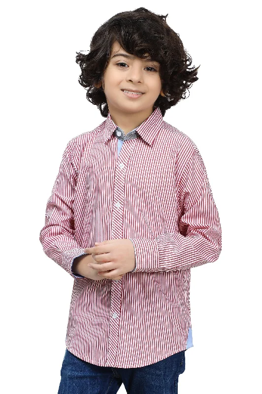 White Bengal Stripe Casual ShirtEmbellished Shirts