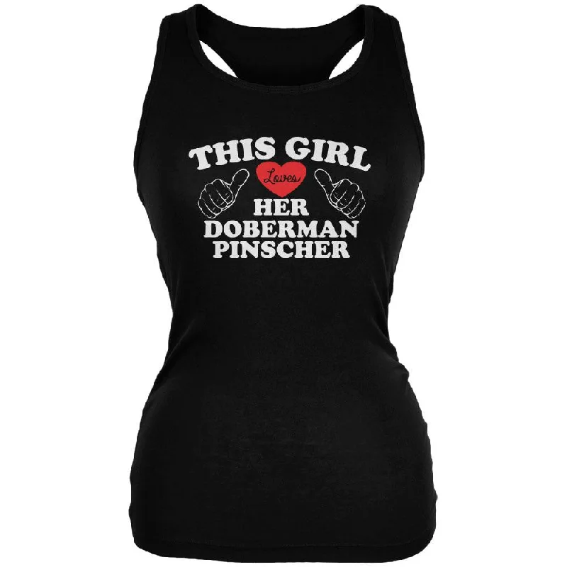 Windproof jacketValentines This Girl Loves Her Doberman Black Juniors Soft Tank Top