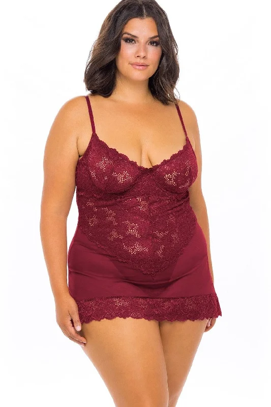 Unlined Lace Cup Chemise Set