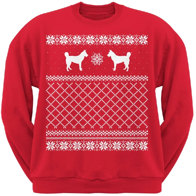 Siberian Husky Red Adult Ugly Christmas Sweater Crew Neck SweatshirtCrewneckvirtual