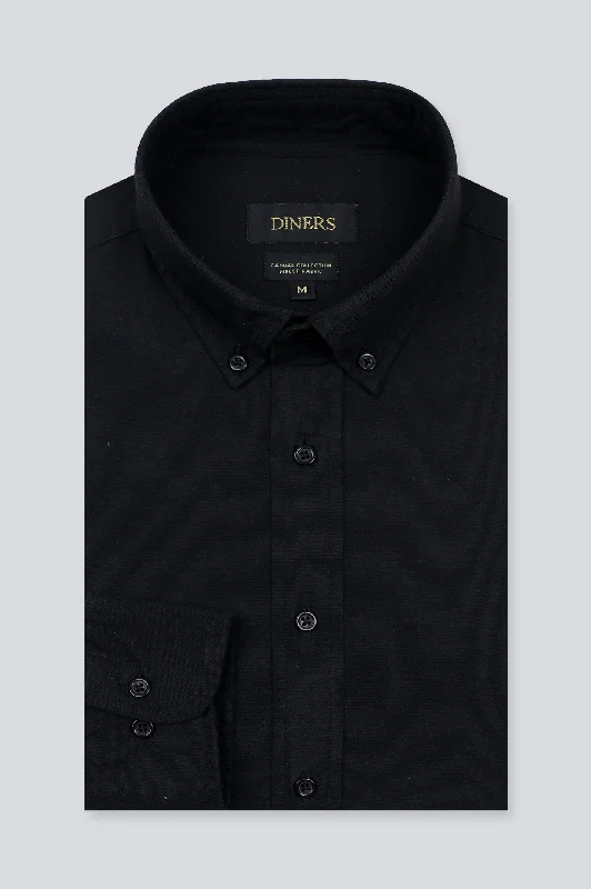 Black Plain Casual ShirtRecycled Fabric Shirts