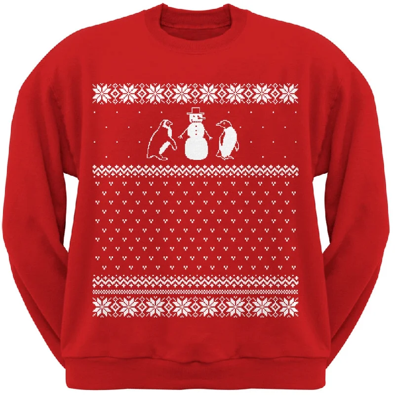 Penguins Ugly Christmas Sweater Red Crew Neck SweatshirtCrewneckfashion