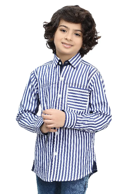 Blue Bengal Stripe Casual ShirtBeaded Shirts