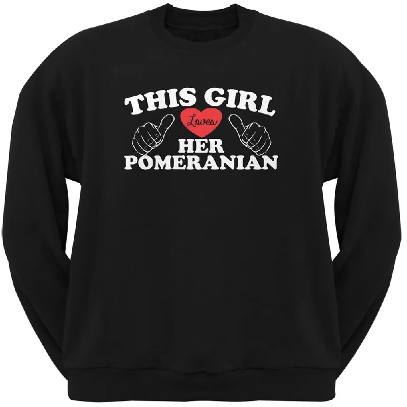 This Girl Loves Her Pomeranian Black Adult Crew Neck SweatshirtCrewneckfabric