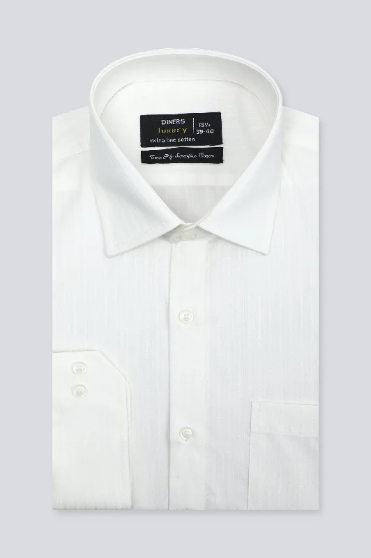 Off White Self Formal Men ShirtGym Shirts