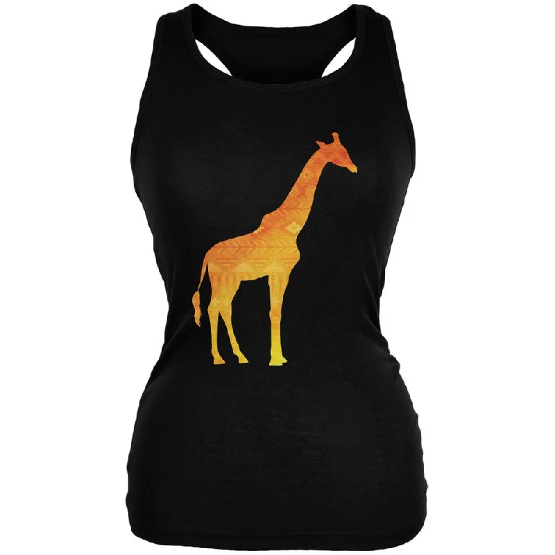 Performance hoodieAfrican Spirit Animal Giraffe Black Juniors Soft Tank Top