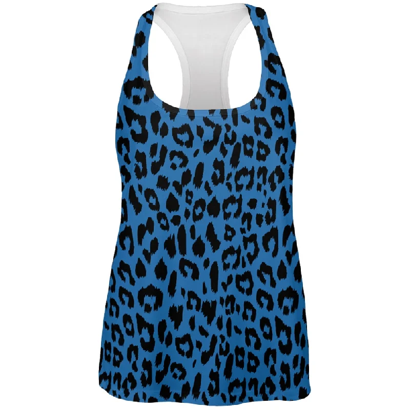 Windproof jacketBlue Cheetah Print All Over Womens Work Out Tank Top