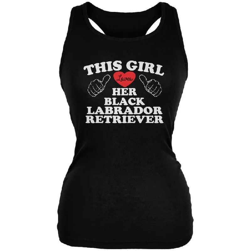 Waterproof tankValentines This Girl Loves Her Black Lab Black Juniors Soft Tank Top