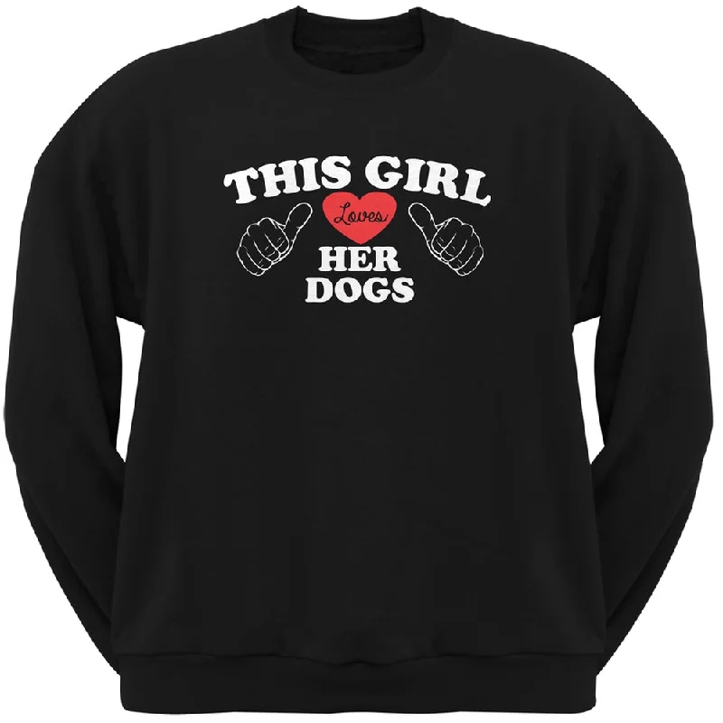 Valentine's Day - This Girl Loves Her Dogs Black Adult Crew Neck SweatshirtCrewneckoutfit