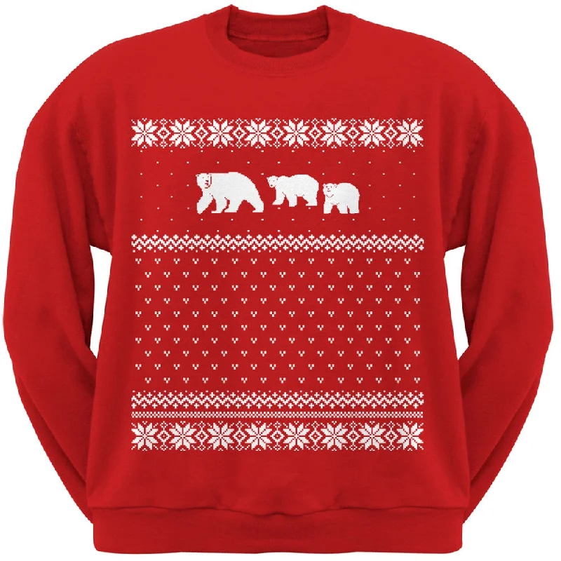 Polar Bears Ugly Christmas Sweater Red Crew Neck SweatshirtCrewneckmoment