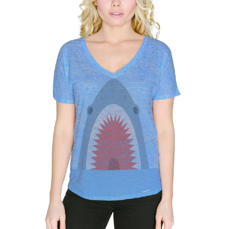 Cute Shark Attack Women's Slouchy V-Neck T ShirtVNeckTopCore