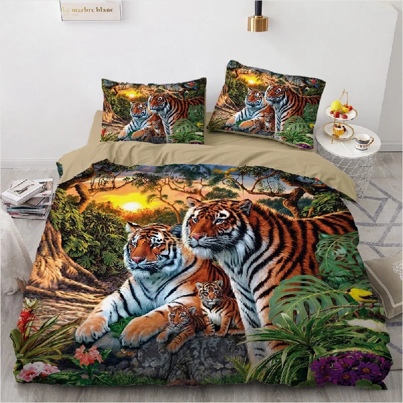 Gorgeous 3D Tigers Printed Quilt Cover/Bedding Sets