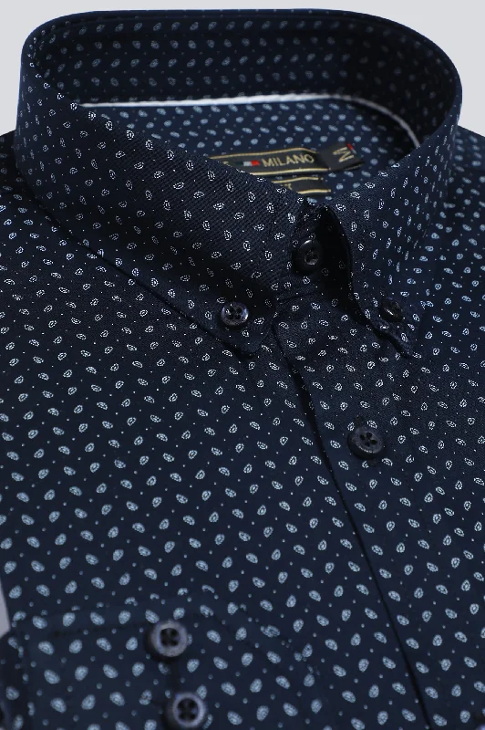 Navy Blue Texture Casual Milano ShirtHiking Shirts