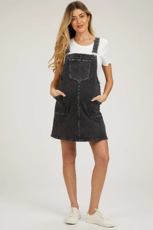 Black Denim Maternity Overall DressStriped Dress