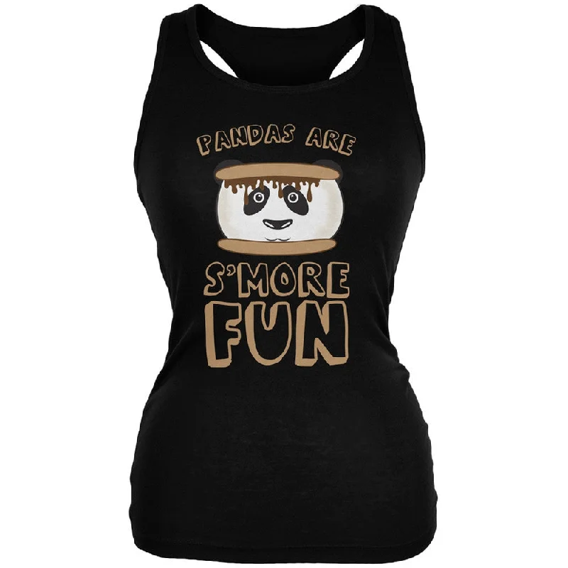 Training singletPandas Are S'More Fun Black Juniors Soft Tank Top