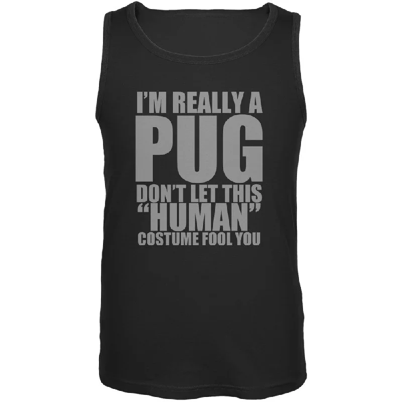 Trail hoodieHalloween Human Pug Costume Black Adult Tank Top