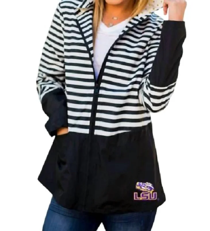 Lsu On The Move Striped Jacket In Black & WhiteSheer Jackets