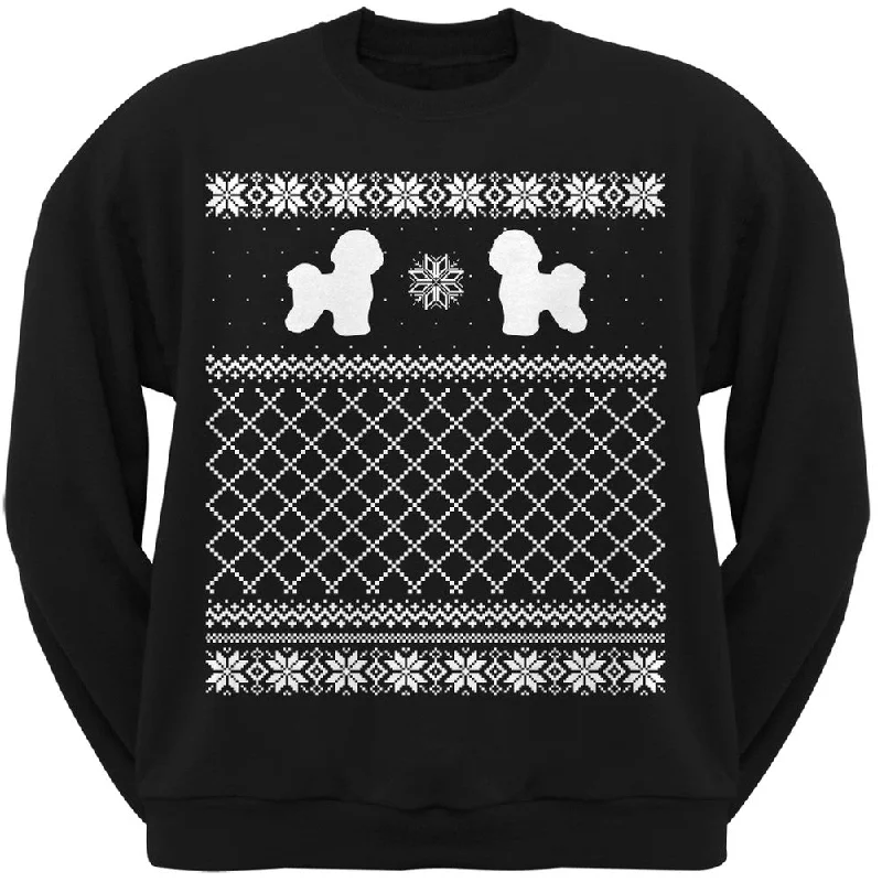 Bichon Frise Black Adult Ugly Christmas Sweater Crew Neck SweatshirtCrewneckmobile