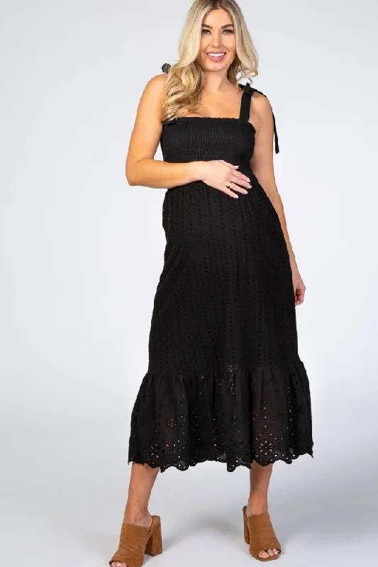 Black Eyelet Maternity DressUtility Dress