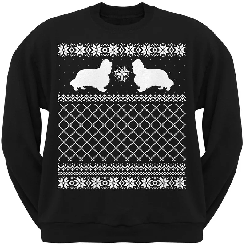 King Charles Spaniel Black Adult Ugly Christmas Sweater Crew Neck SweatshirtCrewneckstitch