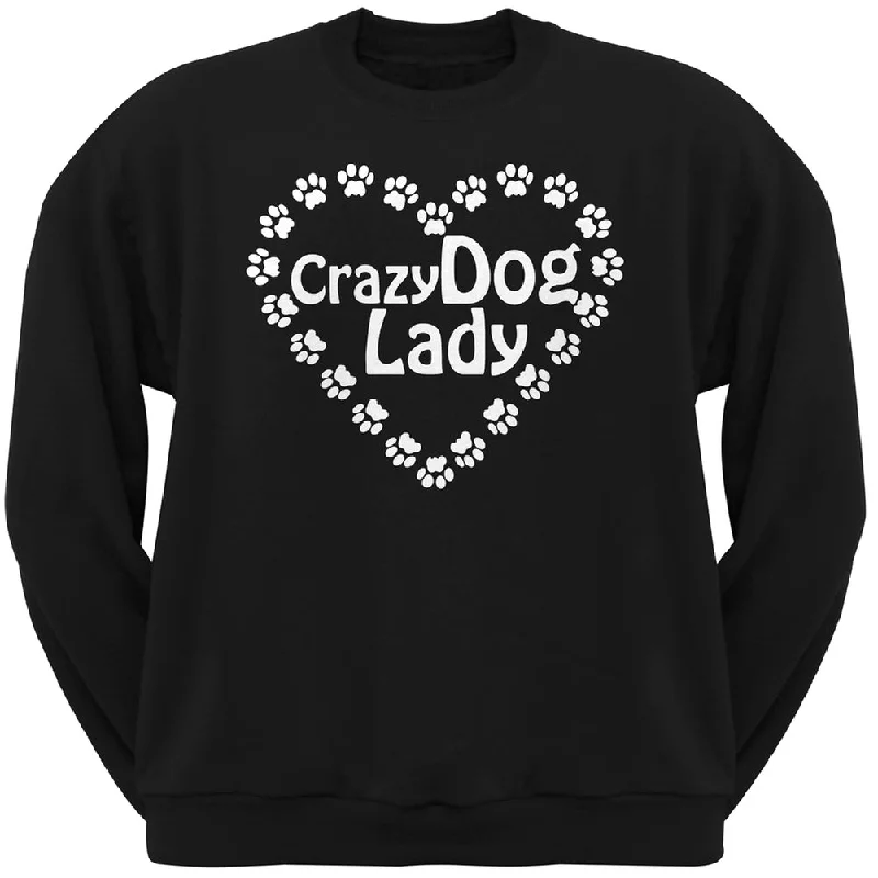 Crazy Dog Lady Paw Heart Black Crew Neck SweatshirtCrewneckhistory