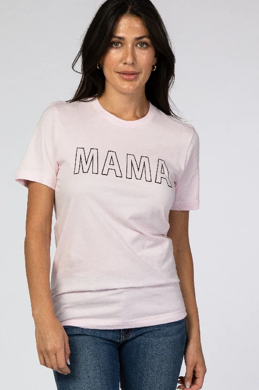 Embroidered Short Sleeve TopsLight Pink Mama Short Sleeve Top